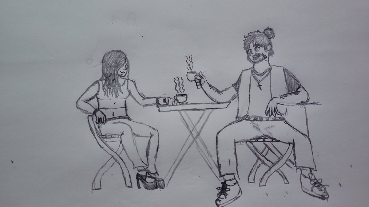 populatethemoon's tweet photo. Adrian having a coffee date~ https://t.co/FUaanBJNCX