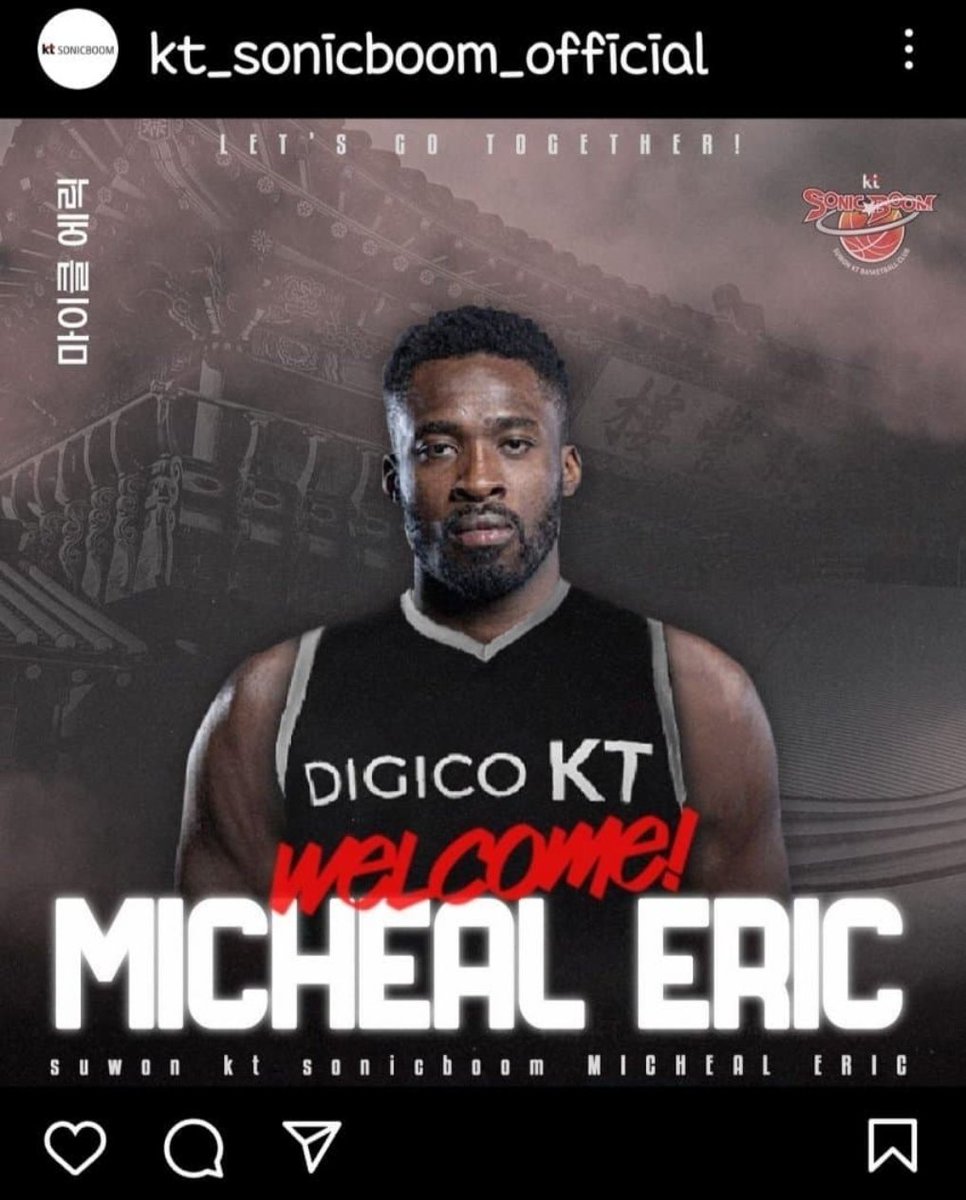 baekpd1983's tweet photo. Done deal : Michael Eric signed an one-year contract with KT SonicBoom.
#MichaelEric #KTSonicBoom #KBL https://t.co/TRWbEpjGct