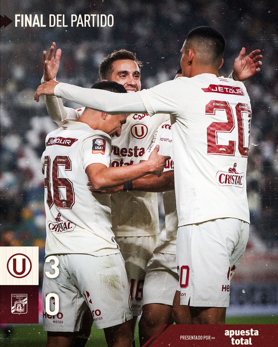 Universitario's tweet photo. 𝙂𝘼𝙉𝘼𝙈𝙊𝙊𝙊𝙊𝙊𝙊𝙎 💪

𝗝𝘂𝗻𝘁𝗼𝘀 𝗽𝗮𝗿𝘁𝗶𝗱𝗼 𝗮 𝗽𝗮𝗿𝘁𝗶𝗱𝗼

⚽️ Universitario 3-0 Carlos A. Mannucci

#ConLaUHastaElFinal https://t.co/HoXY1juWTc