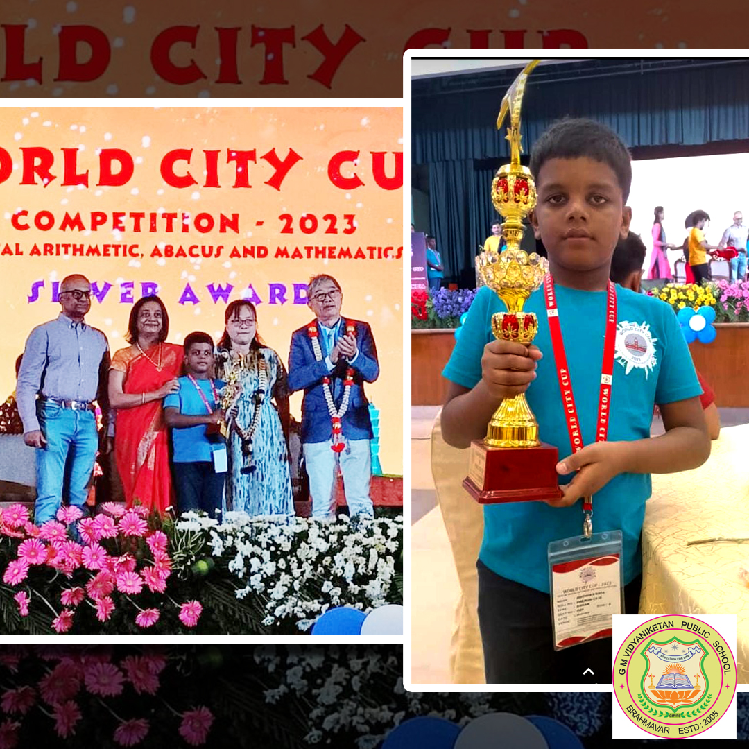 The Management, Principal, Staff, Students and PTA would like to congratulate Adithya R Kota of Class III, for securing II Place in the World City Cup 2023 for Arithmetic, Abacus and Mathematics held in Mahabalipuram, Tamil Nadu.
#GMVPS #GMVidyaniketanPublicSchool