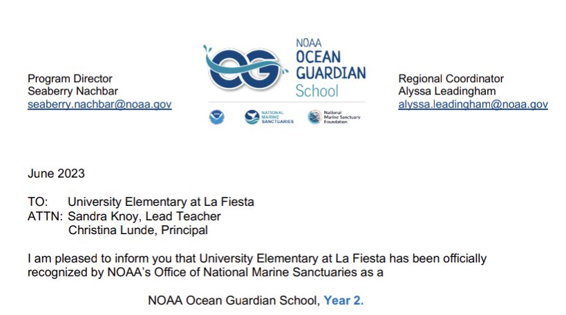 UELF is being recognized as an #OceanGuardianSchool by <a href="/NOAA/">NOAA</a> for our second year!!  
#UELFGarden <a href="/UELFSEAWOLVES1/">UELFSEAWOLVES</a>
<a href="/UELF_PTA/">UELF PTA</a> <a href="/LundeChristina/">Christina Lunde</a>  <a href="/sanctuaries/">Sanctuaries (NOAA)</a> <a href="/WholeKidsFnd/">Whole Kids</a> <a href="/xercessociety/">The Xerces Society</a> <a href="/Proud2BeCRPUSD/">CRPUSD</a> <a href="/CottageGardens/">CottageGardens</a> @schoolgardens <a href="/RohnertParkCity/">City of Rohnert Park</a> <a href="/Community_Voice/">The Community Voice</a>