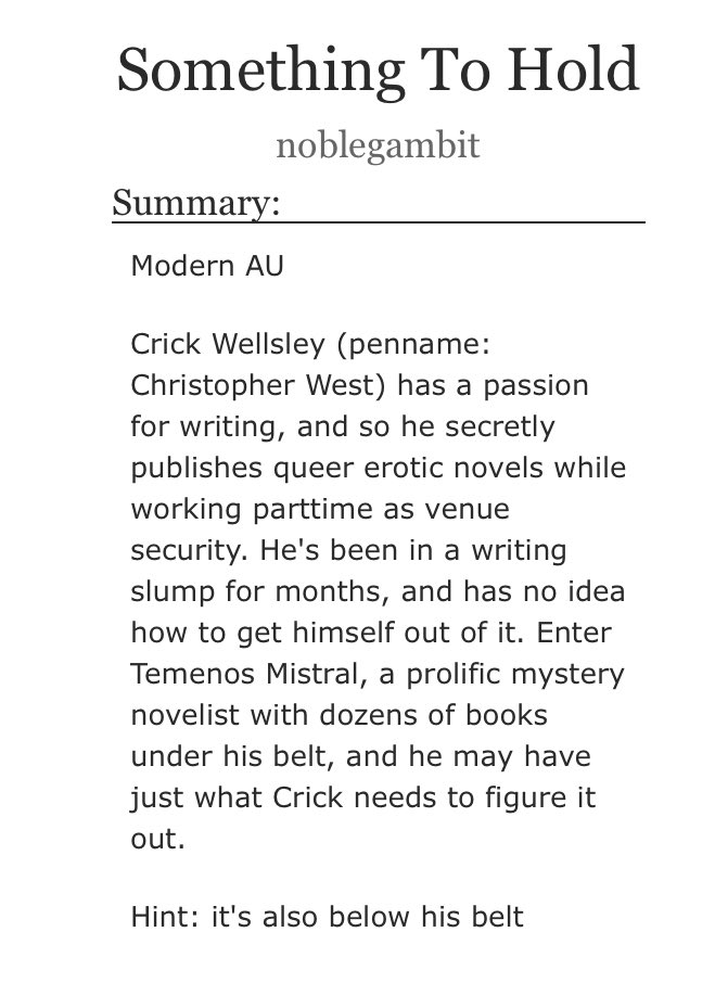 noblegambit's tweet photo. I don’t remember if I posted this newest #nsfw #クリテメ #crimenos  #knightlight fic, but here it is!! I just uploaded chapter 2 so it’s perfect for late night bedtime stories! Link in 🧵 https://t.co/Fk7sw02G67
