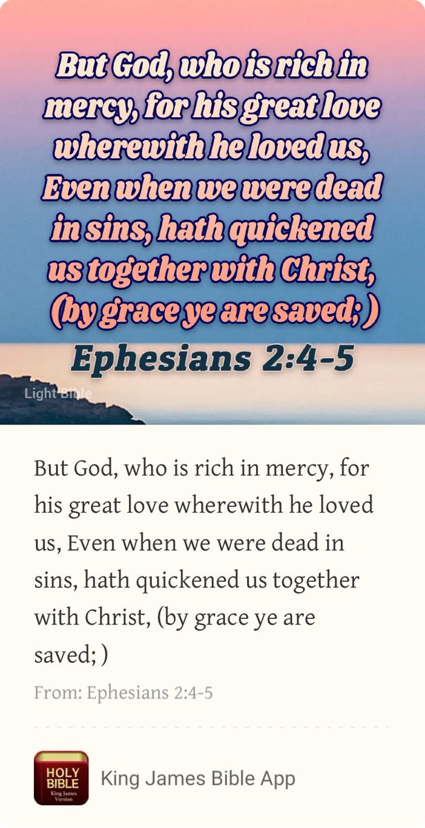 GN 2nite God🗣️’s N Ephesians 2:4-5, KJV. Lord, I say w/ conviction “There, but 4 the Grace of God, go I.” May I/we most assuredly no that it is/was Ur saving ❤️ that made the difference with me/us. We were💀2 God, unable 2 respond 2 Him.TU Father, 4 Ur Never-ending love! 🙏🏽❤️⬆️!