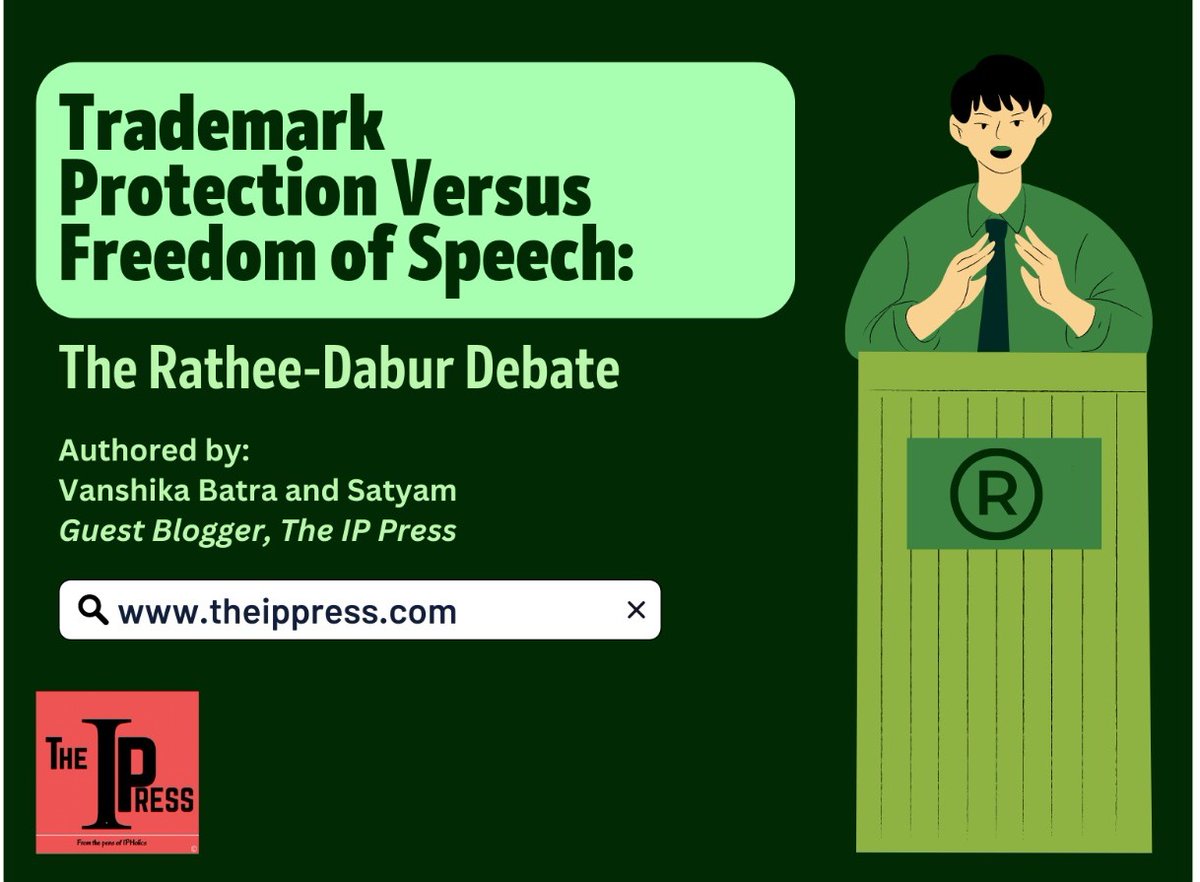 theippress's tweet photo. Trademark Protection Vs. Freedom of speech: The Rathee-Dabur Debate 

Authored by- Vanshika Batra and Satyam

Read the full article here: https://t.co/P3J8rpUZid

#theippress #ipholics #ipr #trademarks #dabur #trademarklaw #FreedomOfSpeech https://t.co/aYQsoj1piO