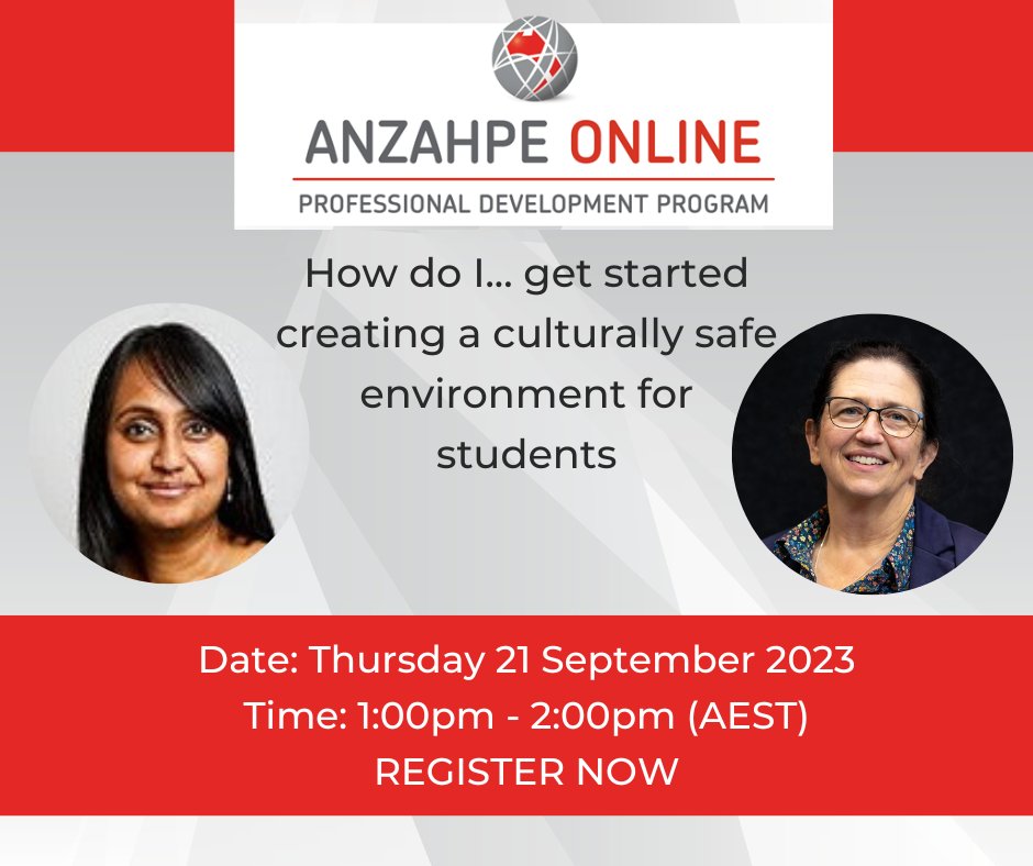 anzahpe's tweet photo. ANZAHPE ONLINE EVENT:
How do I... get started creating a culturally safe environment for students
Join Dr Sowbhagya Micheal and the DEI subcommittee to develop our understandings in this critical area.
Thurs 21 Sept at 1pm AEST
Register: https://t.co/4Kcpeyp2a8 https://t.co/it9zKQ92qw