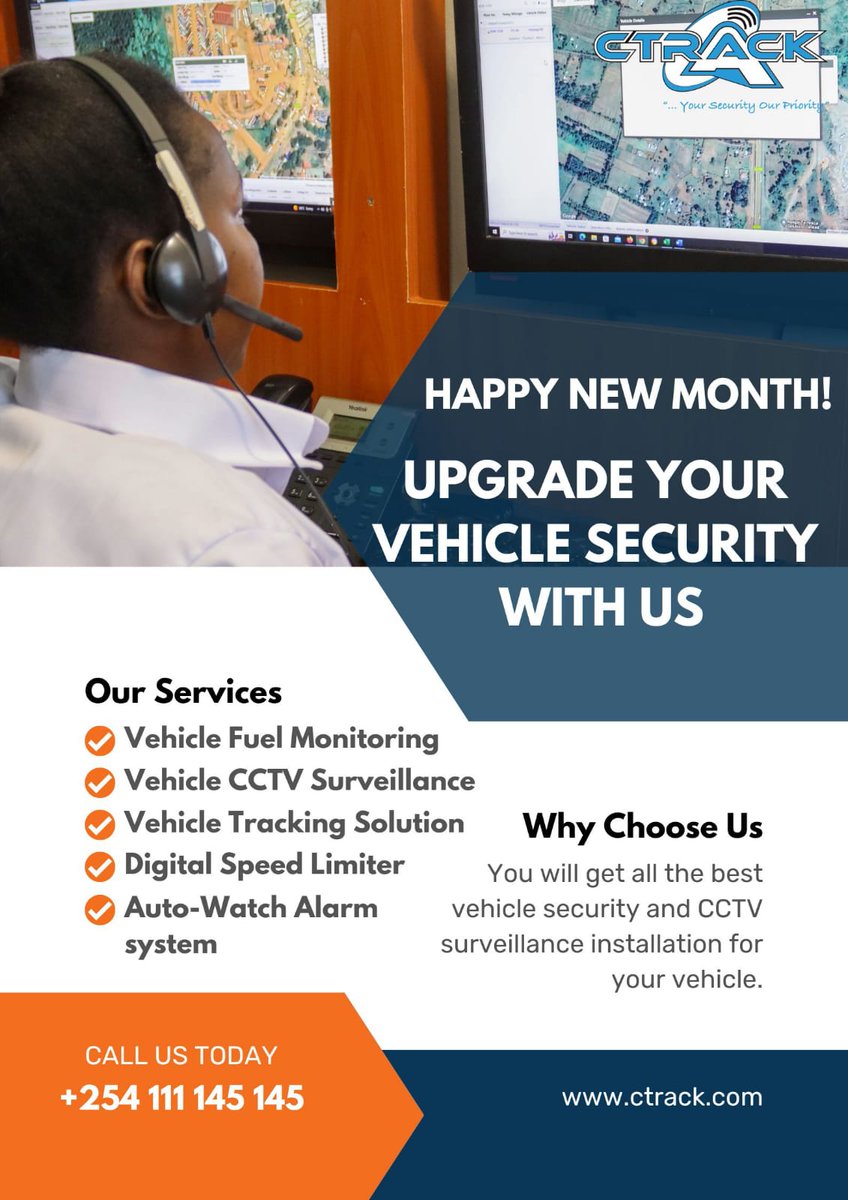 CTrackKenya's tweet photo. Happy new month to all our esteemed clients. At Ctrack we strive to ensure you get nothing but the best vehicle security solutions. Your security is always our priority. 
#staysafe https://t.co/PSfNX145hC