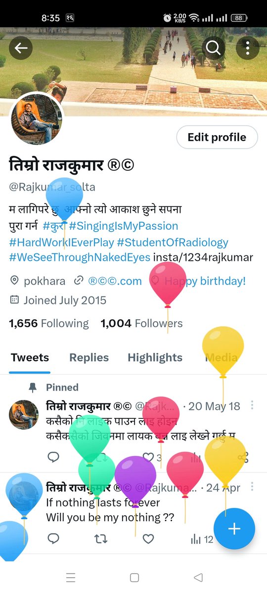 Rajkumar_solta's tweet photo. Twitter wishing me birthday 💐🎈 https://t.co/1WI8zUr4S6
