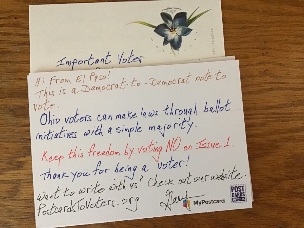 So, these last 10 #PostcardsToVoters went out today to encourage Ohio voters to #VoteNoInAugust.

VoteOhio.gov
PostcardsToVoters.org