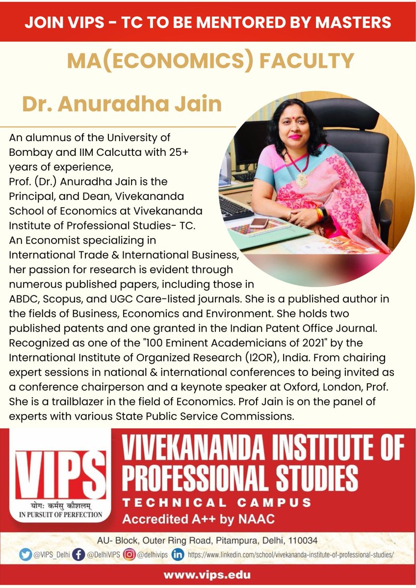 VIPS_Delhi's tweet photo. #JoinMAEconomics at VIPS-TC.
#AdmissionsOpen #GGSIPU #studyeconomics #AICTE #iimcalcutta #BombayUniversity https://t.co/0l94iPV9Wg