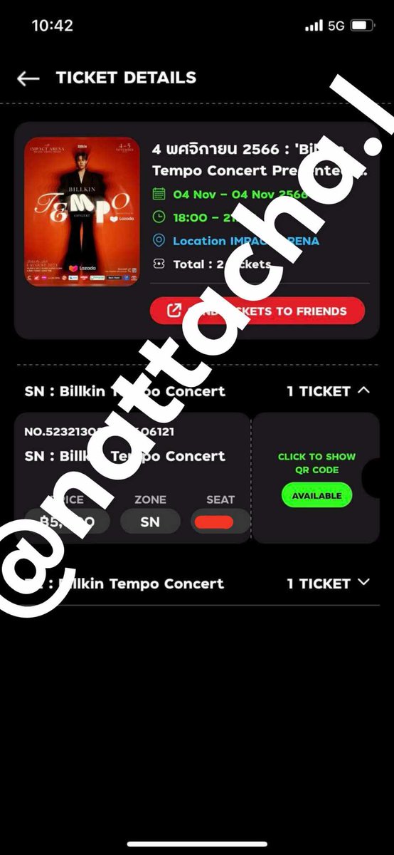 NattachaLaunkae's tweet photo. เพื่อนปล่อยบัตรค่าบ พอดีเพื่อนเปลี่ยนโซน
บัตร 5000 โซน SN ปล่อย5200  #BillkinTempoConcert https://t.co/3guyL1TiXy