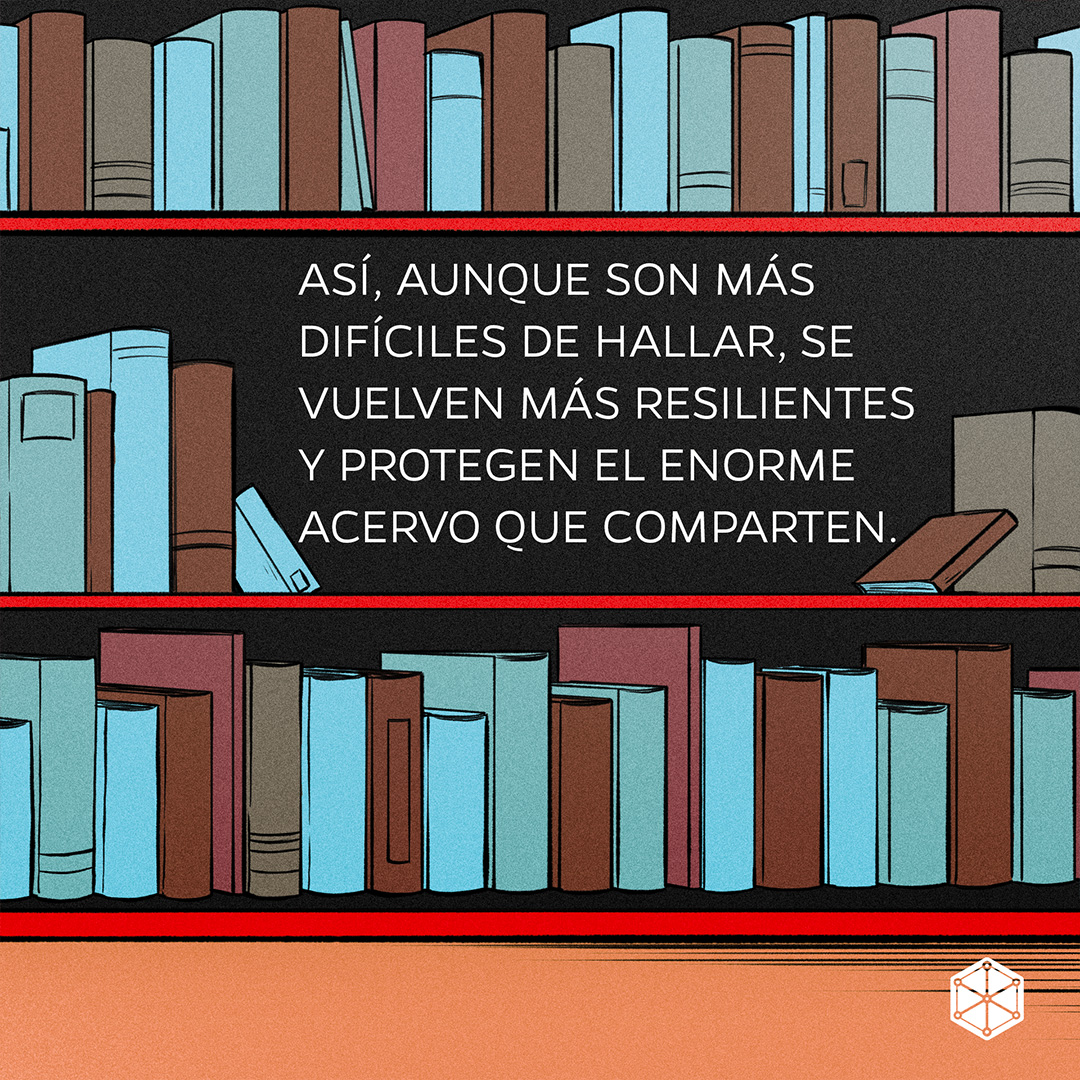 Las bibliotecas sombra siguen resistiendo en distintas partes del mundo a través del uso de redes alternativas como Tor o BitTorrent. Solo así pueden seguir protegiendo el gran acervo que contienen a favor del acceso libre al conocimiento.