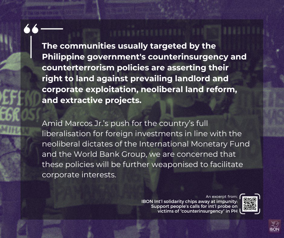 📢We call on the int'l community to support people’s campaigns and calls to mobilise mechanisms to investigate killings and human rights violations in the Philippines, in the context of the government’s counterinsurgency and counter-terrorism programs. 🔗bit.ly/3DsfN3W