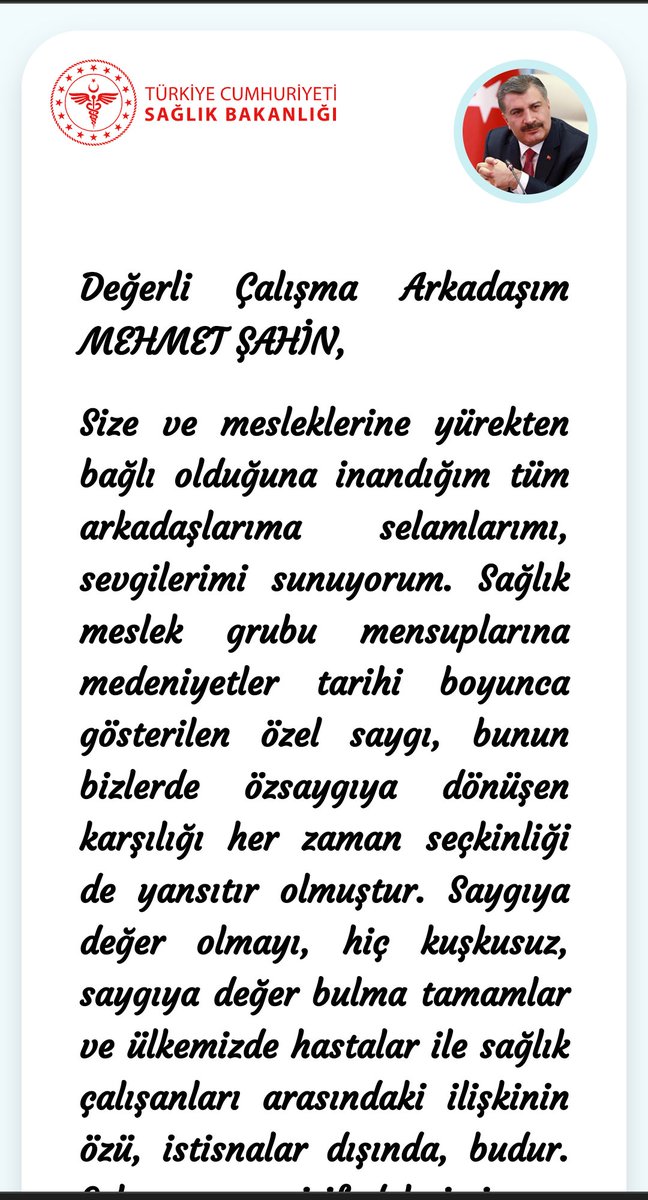 Teşekkürler Sayın Bakanım <a href="/drfahrettinkoca/">Dr. Fahrettin Koca</a>