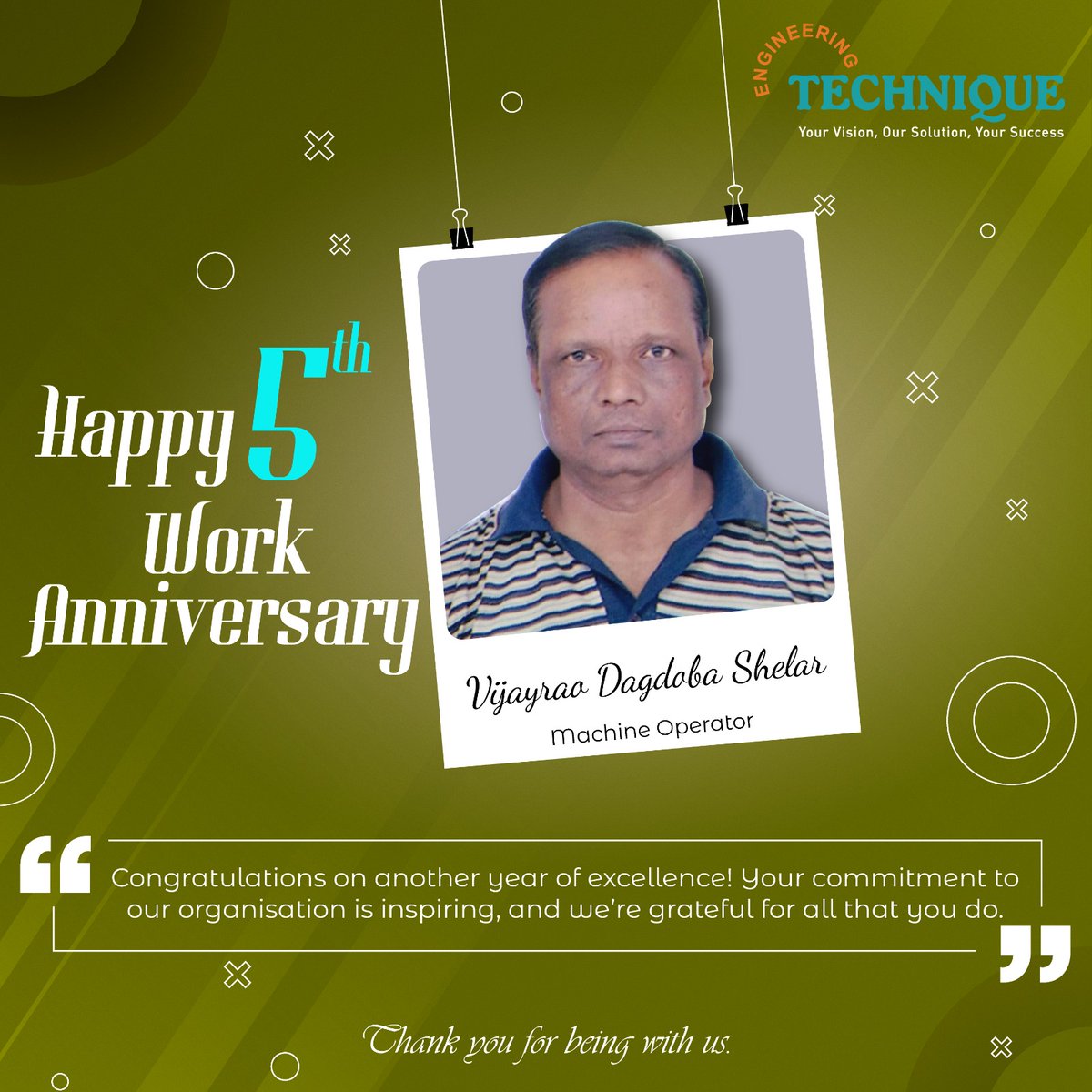 engg_technique's tweet image. 🎉 Celebrating a milestone at Engineering Technique! 🎉

Congratulations to Almas Pathan, Vijayrao Shelar &amp;amp; Ram Jadhav on completing 5 years at Engineering Technique.

#WorkAnniversary #TeamSuccess #MachineOperator #SalesManager #YearsOfService #EngineeringTechnique