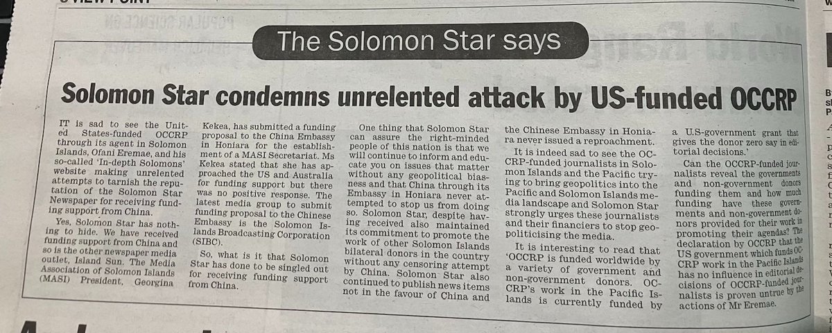 Saddened to see that Sasako has missed the point here. The problem isn't that the Star's management got money from China. The problem is that they were willing to sell their editorial integrity in order to get it.