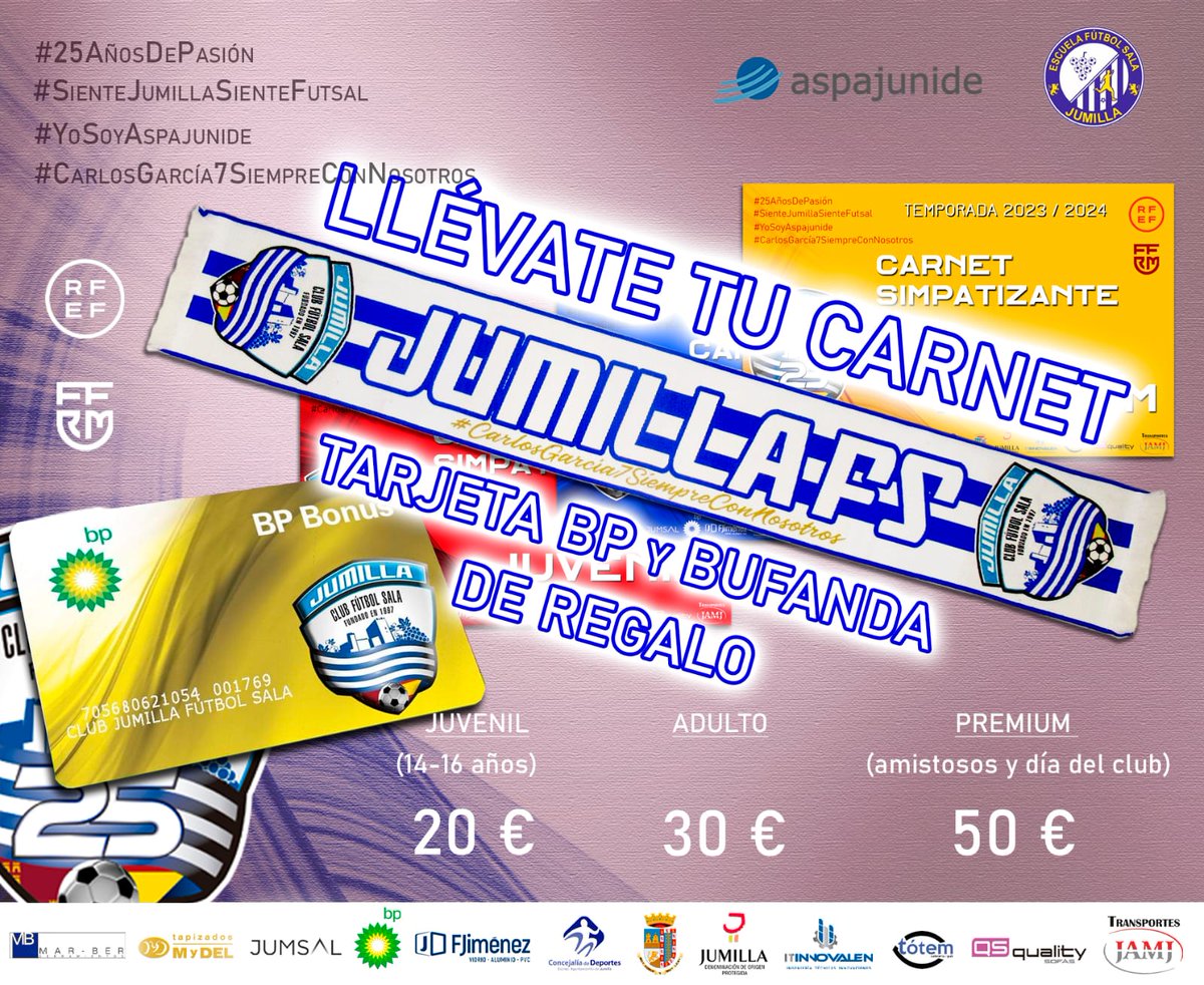 🚨 CAMPAÑA DE ABONADOS🚨

‼️Ya la venta los abonos de la temporada 2023/2024‼️

🟡 Premium ➡️50€
🔵 Adulto ➡️30€
🔴 Juvenil ➡️ 20€

Las bufandas se entregarán a partir del partido de presentación del equipo presentando el abono en taquilla 🧣