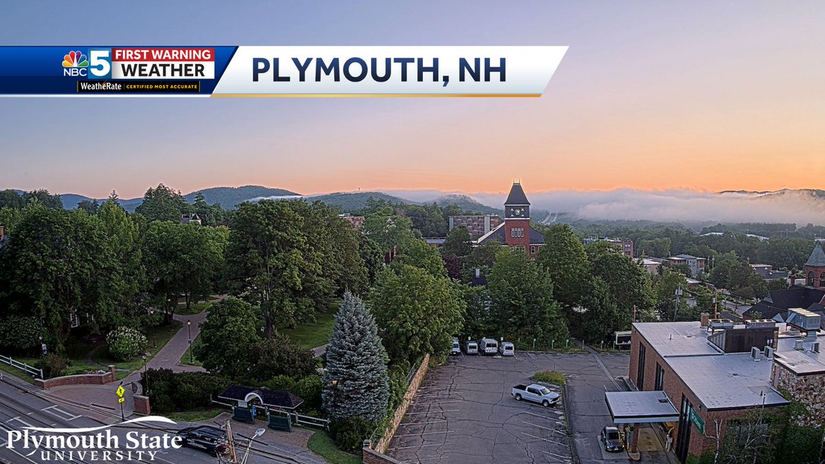 Missing this beautiful view at my alma mater! For my meteorologist friends, notice the cool stratus fractus clouds sitting in the valley! <a href="/PlymouthState/">Plymouth State University</a> #nhwx