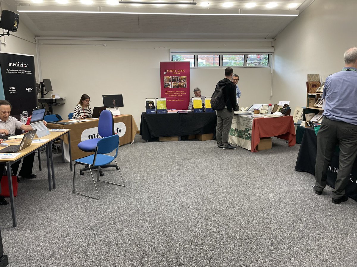 IAML2023's tweet photo. Delegates! Don’t forget to visit our awesome sponsors in lecture room one!! Lots of deals and opportunities! It’s just behind the coffee room!! #cambrige #iaml @IAML_AIBM @medicitv @stainerandbell @RILMMusicLit @schottmusic @musicidhub #ripm #libraries #music #deals https://t.co/MFmtDZCFtI