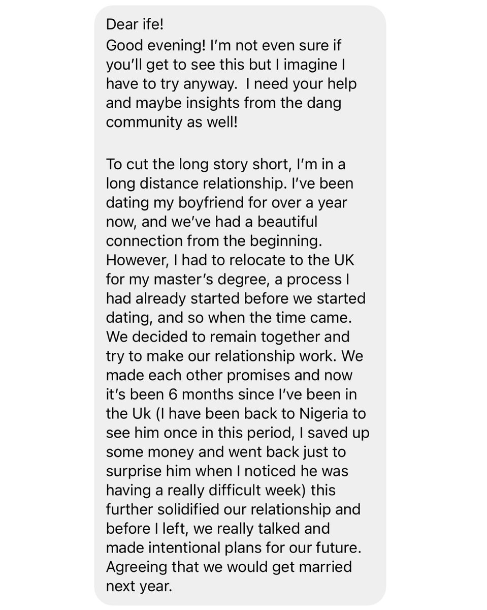 diaryofa9jagirl's tweet photo. Swipe: This was quite a read. Long distance relationships are hard, no doubt. But isn’t this a tad too much? https://t.co/Ckte6BZJsh