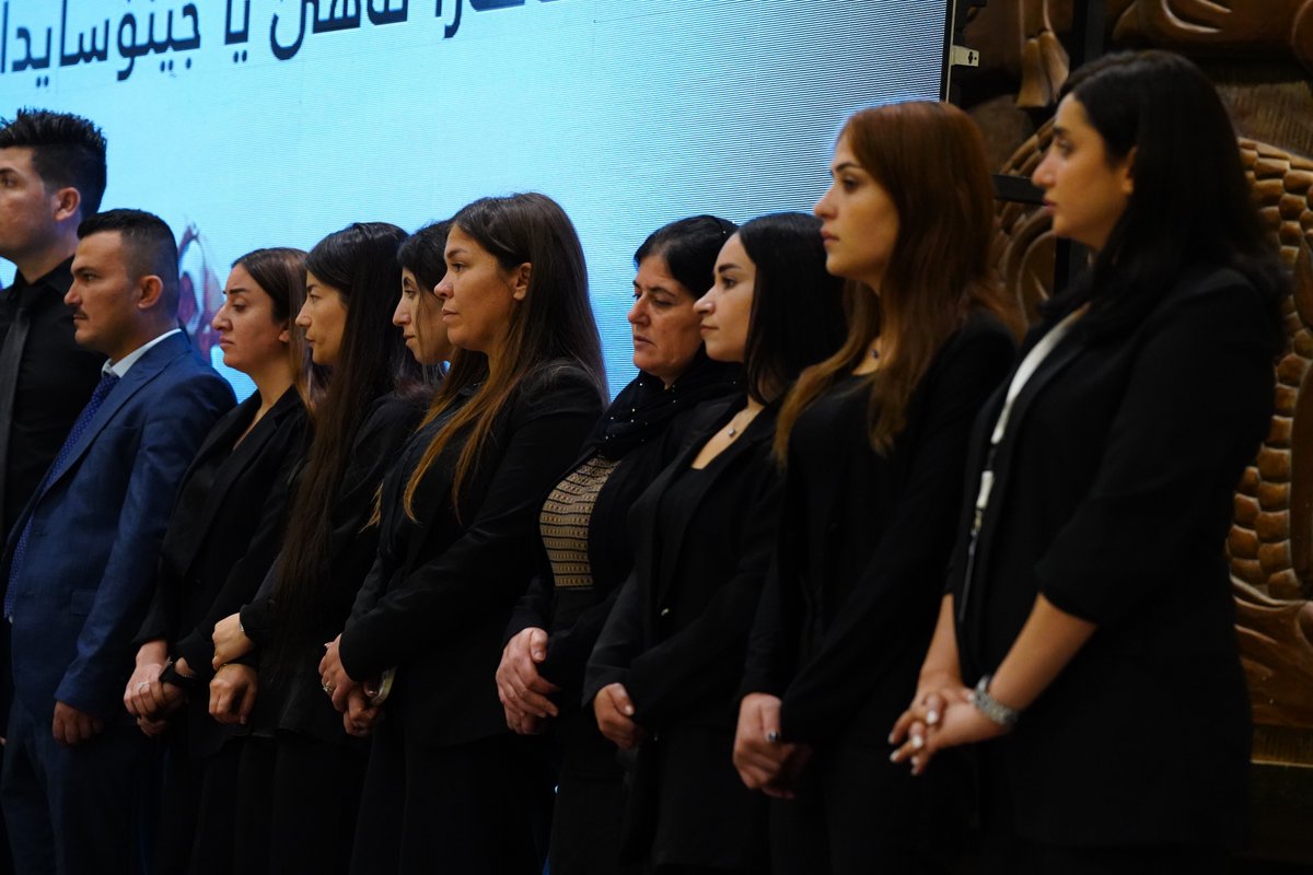 Free_Yezidi's tweet photo. Yezidi community opens genocide commemoration events today in Baghdad, led and organized privately by #Yezidi #Yazidi civil society, sending collective, unified message to Iraqi and international communities and governments nine years since beginning of #YazidiGenocide https://t.co/sVNpHF1d0U