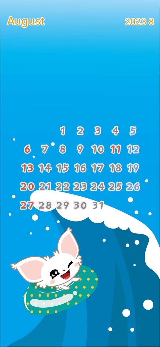 chenowawa's tweet photo. 8月カレンダー、こっちがスマホ用！　右は使用例だよ！
#イラスト #illustration #絵 #壁紙 #スマホ壁紙 #犬 #チェノワワ #フォロバ100 #相互フォロー https://t.co/KQkkRcovYu