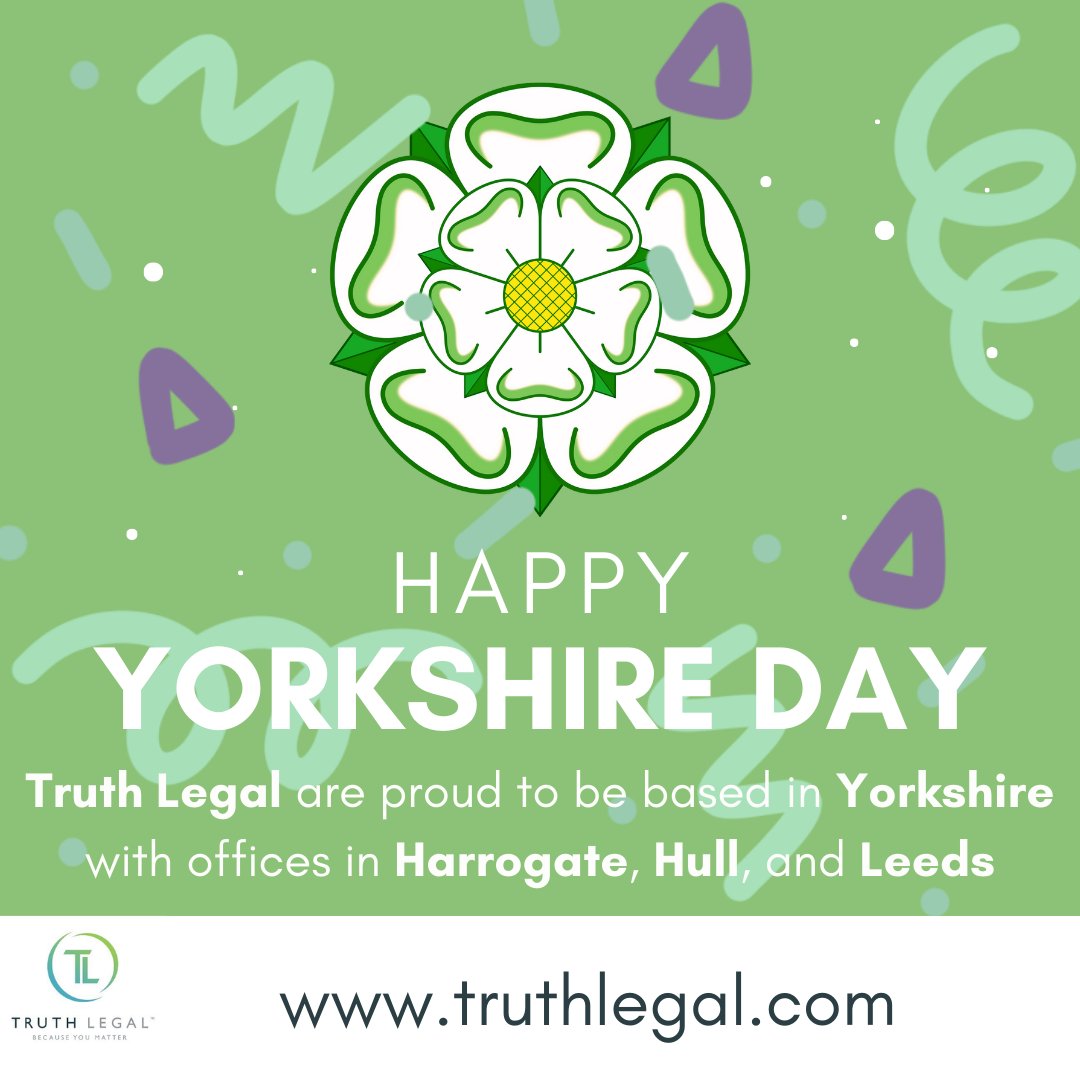 TruthLegal's tweet photo. Today is #YorkshireDay. #Truth #Legal are extremely proud to have three offices in three fantastic locations in #Yorkshire - #Harrogate #Hull and #Leeds. Please get in touch to see how we can help you with your legal needs: https://t.co/SS2N5XUiUq #TruthLegal https://t.co/xRJPZna5XP