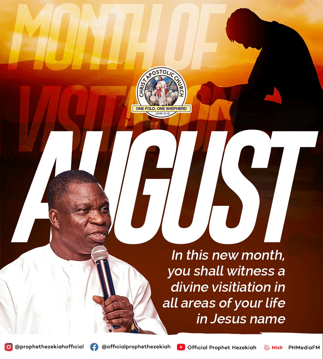 prophethezekiah's tweet photo. Welcome to the 8th month of the year, August!

To God be the glory, great things he hath done. It's our month of divine visitation!

I declare, you shall witness a divine visitation in all areas of your life in Jesus name!

#newmonth
#august
#officialprophethezekiah
#PHMedia https://t.co/F3Q7SHZA2G