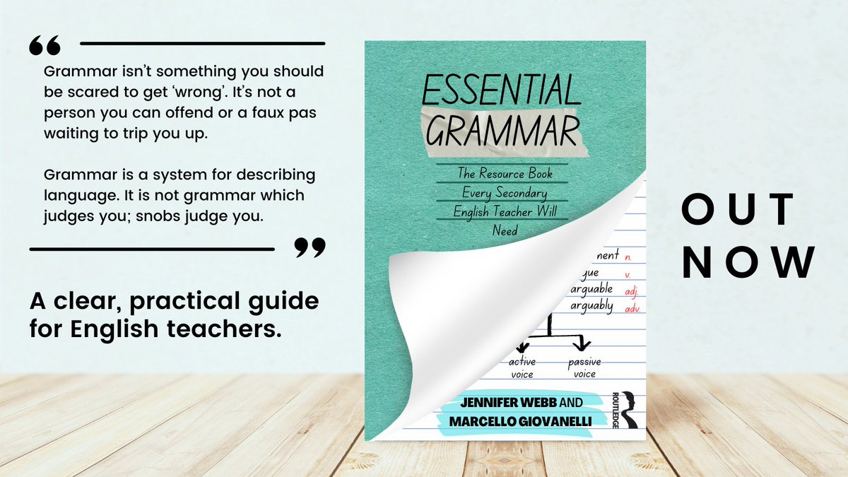 Jennifer Webb (@funkypedagogy) on Twitter photo ENGLISH TEACHERS - #EssentialGrammar is BACK IN STOCK!
Our book is:
📚a subject knowledge guide
🛠️a practical tool
✨about linguistic empowerment, not judgement
<a href="/RoutledgeEd/">Routledge Education Books</a> will give away 3 free copies - like and RT for a chance to win!
amzn.to/3OCcnBV
<a href="/mmgiovanelli/">Marcello Giovanelli</a> ENGLISH TEACHERS - #EssentialGrammar is BACK IN STOCK!
Our book is:
📚a subject knowledge guide
🛠️a practical tool
✨about linguistic empowerment, not judgement
<a href="/RoutledgeEd/">Routledge Education Books</a> will give away 3 free copies - like and RT for a chance to win!
amzn.to/3OCcnBV
<a href="/mmgiovanelli/">Marcello Giovanelli</a>