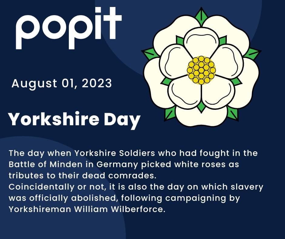 PopitMobile's tweet photo. Today we celebrate Yorkshire Day! 
Popit Mobile is a Yorkshire based Company and we are proud of our Heritage. 
Yorkshire is Englands largest Historical County. Many burial remains have been found on our Yorkshire Moors, and Hull is home to the William Wilberforce monument, to signify his role in the Abolition Of Slavery back in 1834.
