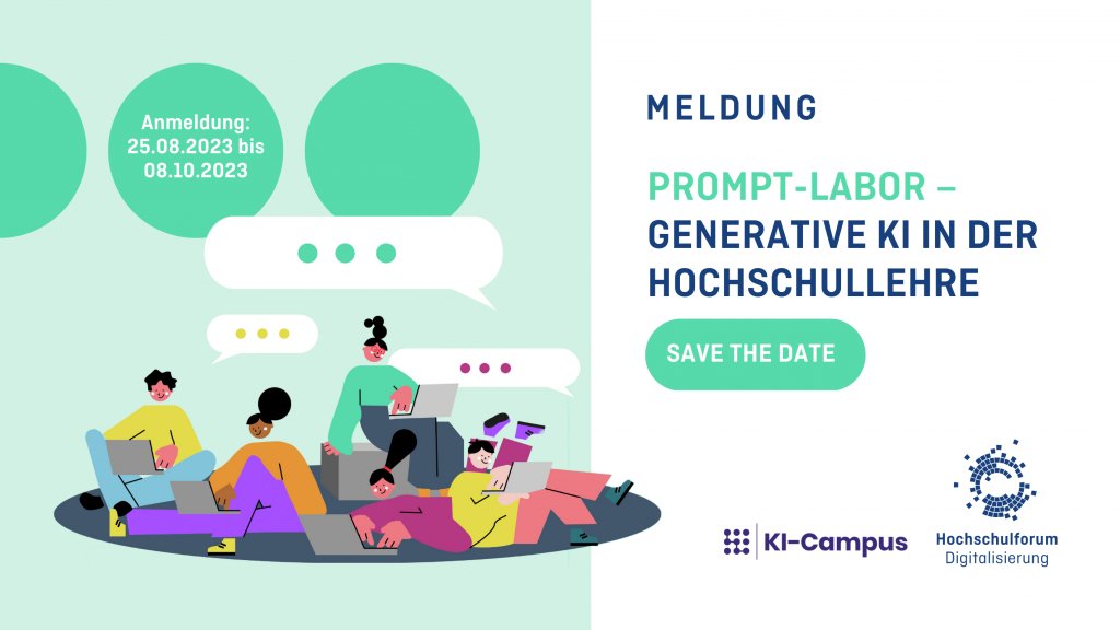 HFDdigital's tweet photo. Save the Date! Alle reden vom #Prompting. Aber wie werden gelungene Prompts in der Hochschullehre eigentlich formuliert? Im neuen #Prompt-Labor, gemeinsam von @‌KICampus und HFD ins Leben gerufen, geht es genau um diese Fragen – und mehr! 
💡Save the Date: https://t.co/YLEpEUYpPH https://t.co/yWLINOc14Q