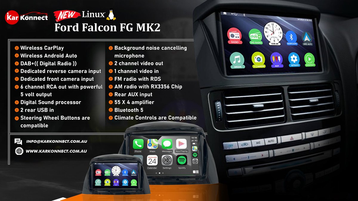 Kar_Konnect's tweet photo. "Upgrade Your Sound System: Introducing Our Premium Car Headunit "
Headunit With Carplay for Ford Falcon MK2😎
#CarHeadUnit #caraudio #carstereo #cartech
#InCarEntertainment #caraudiosystem
#carupgrades #caraccessories
#carinfotainment #headunitupgrade
#carsoundsystem #carmods https://t.co/FPxdWAIn4H