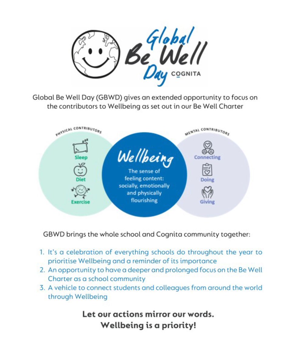 In just under two months, we will celebrate our 5️⃣th Cognita Global Be Well Day 🌍. #ENRICHME is delighted to play a part in this again this year!

So what is the purpose of GBWD? 🤔 Have a read to find out more...

#CognitaWay #CognitaBeWell #GBWD2023 #HolisticEducation