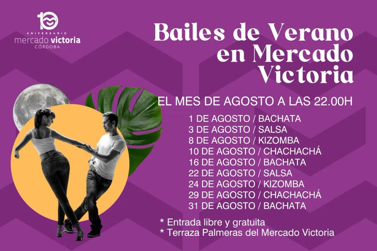 Esta semana ven a bailar al Mercado 🕺

Aquí te dejamos la programación de agosto.

¡No faltes!