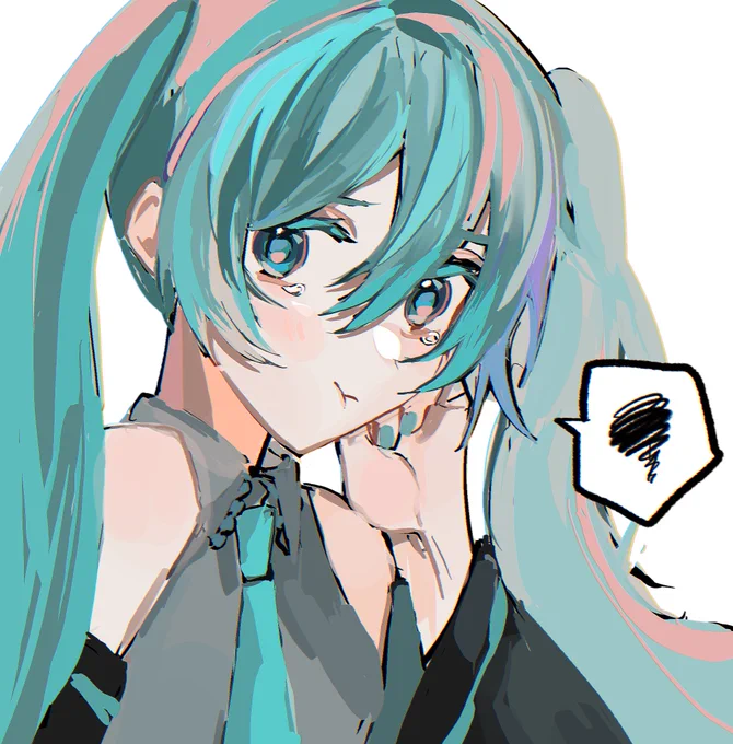 1日目 不機嫌ミクさん  #100日チャレンジ #イラスト #初音ミク