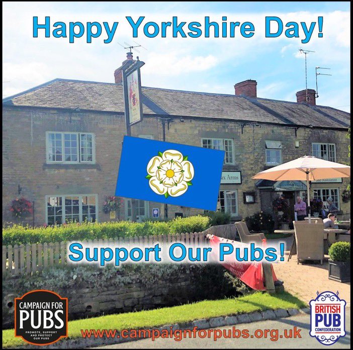 A happy #YorkshireDay to all #Yorkshire folk, especially Yorkshire #pubs & #pub lovers #publicans #brewers & staff! Enjoy! 🍻

#HappyYorkshireDay 
#SupportOurPubs #BackOurBrewers