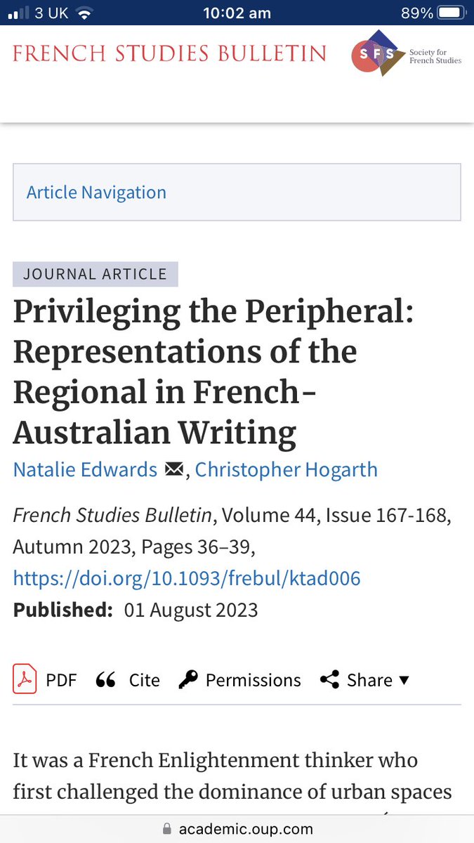 Delighted to have another publication out with @profnatedwards , from our @arc_gov_au funded project. Thanks to @GosettiV and @HeatherHMW setting up this lovely little number, including many @AuFrenchStudies colleagues