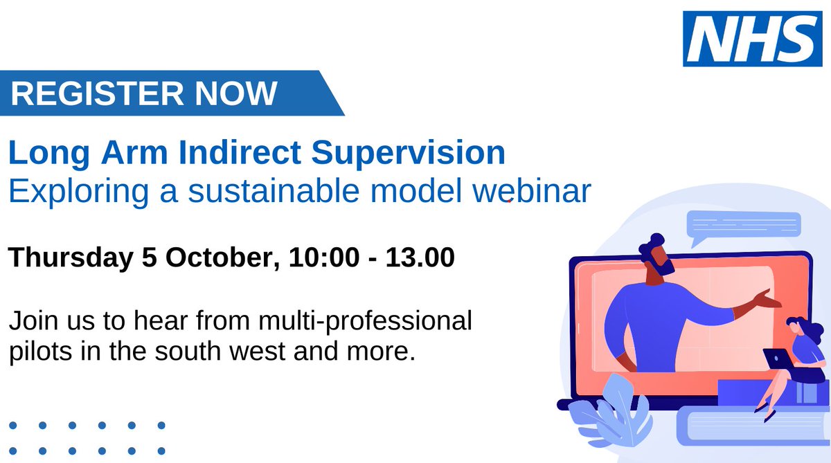 Register now tinyurl.com/4m2w9psj for our webinar exploring Indirect Supervision and/or contact the team if you'd like to contribute placements.sw@hee.nhs.uk @NHSHEE_SWest