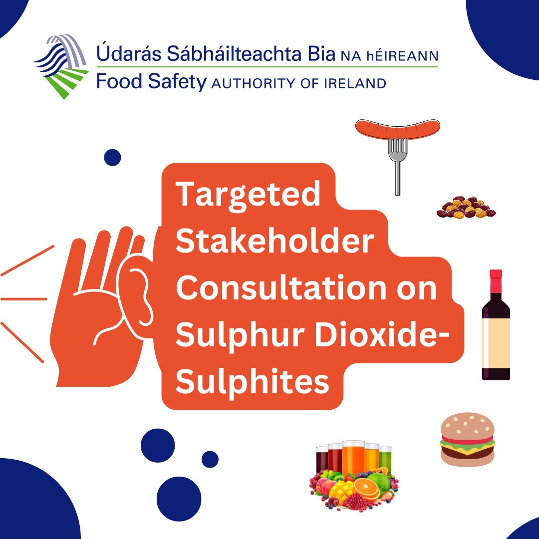 FSAIinfo's tweet photo. 🔎 The European Commission are consulting interested stakeholders on  sulphur dioxide-sulphites.  

ℹ️ #Sulphites are authorised for use in a wide range of foods including  burger meat, sausages, fruit juices, dried fruits, and wines.  

👉 See: https://t.co/UJf2Jo3da6. https://t.co/RTwJ2tTTsn