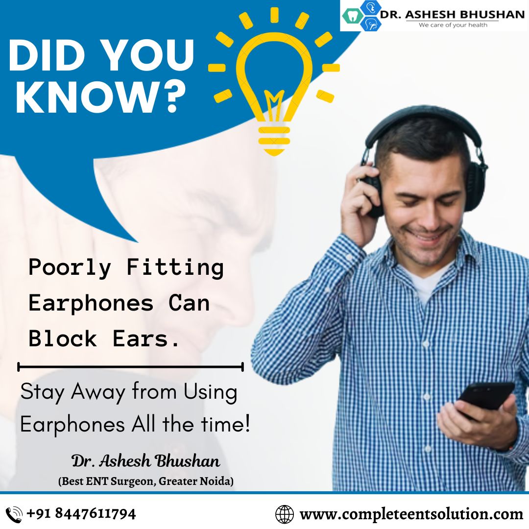drasheshent's tweet photo. 𝐃𝐢𝐝 𝐘𝐨𝐮 𝐊𝐧𝐨𝐰?
-
Poorly Fitting Earphones Can Block Ears.
Stay Away from Using Earphones All the Time!
****
Consult Dr. Ashesh Bhushan (ENT Specialist in Greater Noida)
-
📷Contact @ (+91) 8447611794
****
#drasheshbhushan #ENT #helathytips #sorethroat #flu #cough https://t.co/VIgn3HIeRj