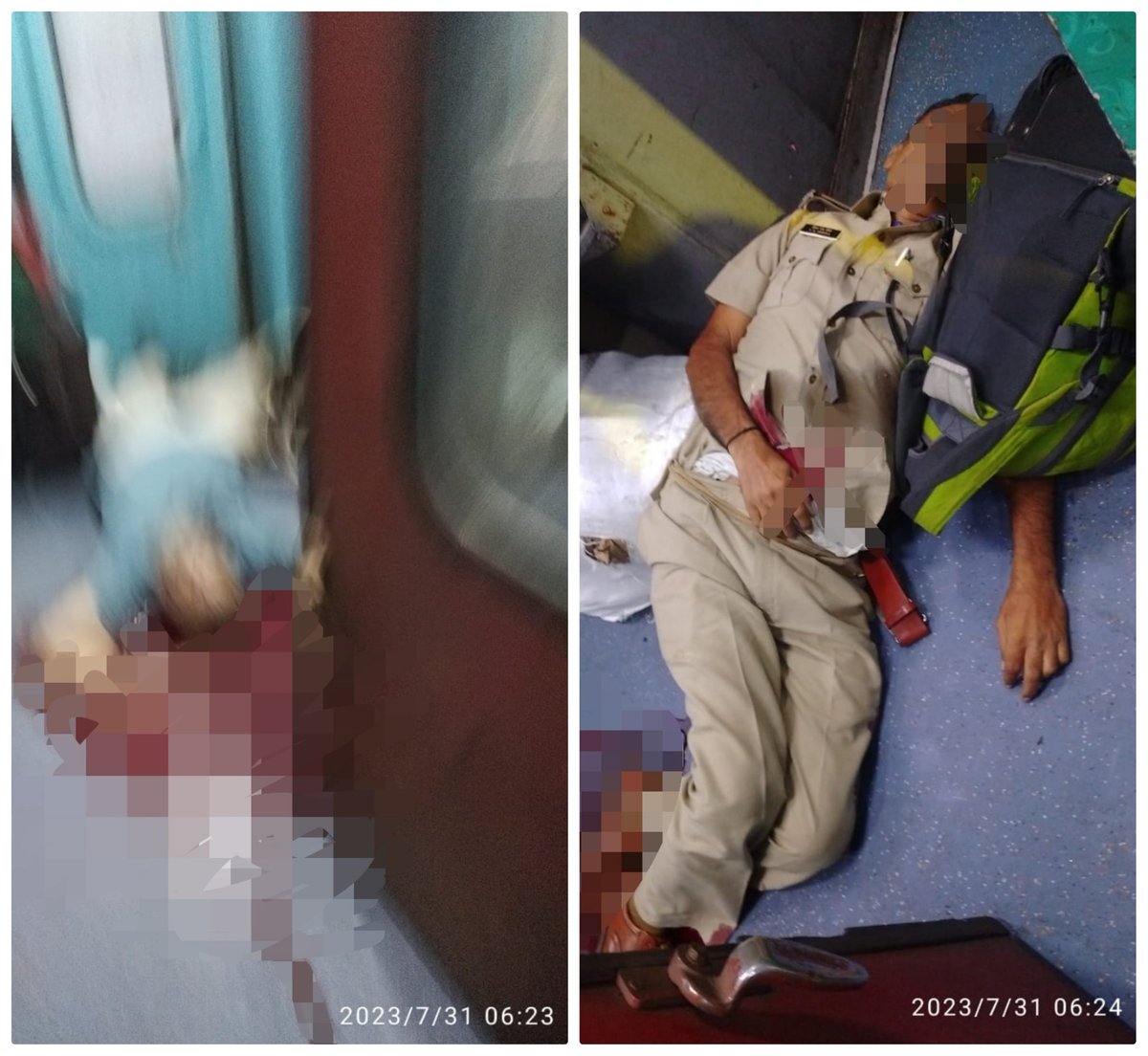 zoo_bear's tweet photo. ALL THREE PASSENGERS CHETAN SINGH SHOT DEAD WERE MUSLIMS WITH BEARD. 
1. He went to different three coaches (B-5, PC, S-6) where he shot his Senior and three bearded Muslim passengers. 

Pic 2: At coach coach B-5, Chetan Singh armed with an automatic assault rifle shot from point blank range at Abdul Kaderbhai Bhanpurwala (60) and his senior ASI Tikaram Meena (57). 

Pic 3 : After killing these two men in coach B-5, Chetan Singh crossed four other coaches from B-4 to B-1, leaving passengers in these compartments untouched before entering the pantry car where he shot dead a passenger who was identified as Sadar Mohammed Hussain. 

Pic 4 : From the pantry car, Chetan Singh then crossed two other coaches, S-8 and S-7, again leaving the passengers in them unscathed, before stopping at S-6. There, he trained his gun on another passenger Asghar Abbas Ali (35) and shot him dead. 

After shooting Asghar Abbas Ali at S-6, Chetan Singh began hate-filled rant against Muslims. “… Pakistan se operate hue ye, aur media yehi coverage dikha rahi hai, unko sab pata chal raha hai ye kya kar rahe hain… Agar vote dena hai, agar Hindustan mein rehna hai to mai kehta hoon Modi aur Yogi, ye do hain.”