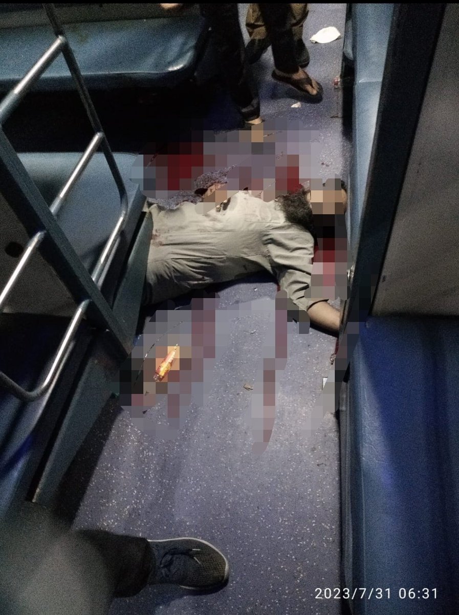 zoo_bear's tweet photo. ALL THREE PASSENGERS CHETAN SINGH SHOT DEAD WERE MUSLIMS WITH BEARD. 
1. He went to different three coaches (B-5, PC, S-6) where he shot his Senior and three bearded Muslim passengers. 

Pic 2: At coach coach B-5, Chetan Singh armed with an automatic assault rifle shot from point blank range at Abdul Kaderbhai Bhanpurwala (60) and his senior ASI Tikaram Meena (57). 

Pic 3 : After killing these two men in coach B-5, Chetan Singh crossed four other coaches from B-4 to B-1, leaving passengers in these compartments untouched before entering the pantry car where he shot dead a passenger who was identified as Sadar Mohammed Hussain. 

Pic 4 : From the pantry car, Chetan Singh then crossed two other coaches, S-8 and S-7, again leaving the passengers in them unscathed, before stopping at S-6. There, he trained his gun on another passenger Asghar Abbas Ali (35) and shot him dead. 

After shooting Asghar Abbas Ali at S-6, Chetan Singh began hate-filled rant against Muslims. “… Pakistan se operate hue ye, aur media yehi coverage dikha rahi hai, unko sab pata chal raha hai ye kya kar rahe hain… Agar vote dena hai, agar Hindustan mein rehna hai to mai kehta hoon Modi aur Yogi, ye do hain.”