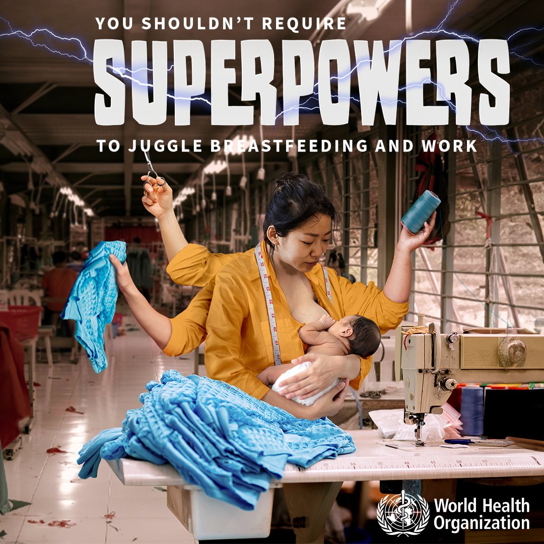 #WorldBreastfeedingWeek starts today
All moms everywhere, no matter their work should have:
At least 18 weeks, preferably 6 months or more, of paid maternity leave
Paid time off for breastfeeding or expressing milk upon returning to work
Flexible return-to-work options @WHOUganda