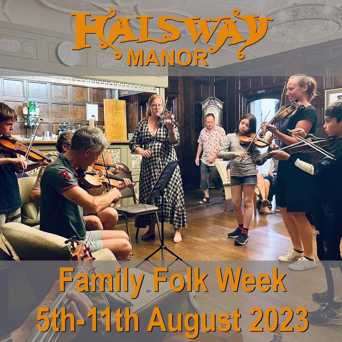 Only a few days to go until Family Folk Week 2023 at <a href="/HalswayManor/">Halsway Manor</a>. It's going to be an action-packed week of music, dance, crafts, games and enormous dinners, and I just can't wait!
(I love how this photo shows all ages playing music together - that's exactly what it's about!)