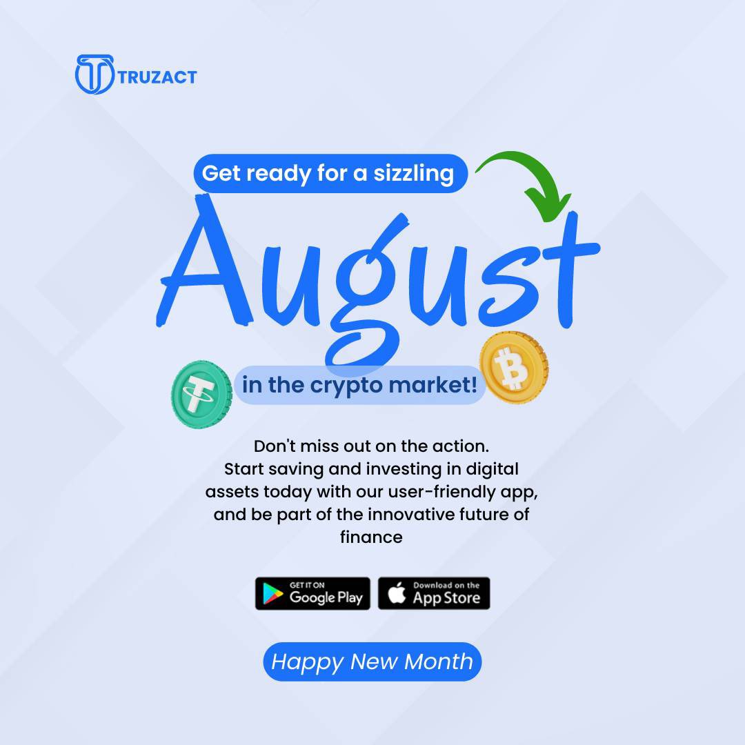 truzact's tweet image. Welcome to the Month of August 🎉

Start saving, investing, buying and selling, Swapping assets today with our user-friendly app, and be part of the innovative future of finance. 

Visit Truzact.com to get started. 

#Truzact #Eth #btc