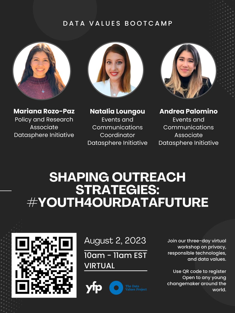 Thedatasphere (@thedatasphere) on Twitter photo 📅Tomorrow <a href="/thedatasphere/">Thedatasphere</a> will host a workshop at <a href="/youthforprivacy/">Youth for Privacy</a>'s #DataValuesBootcamp.
📢The session "Shaping outreach strategies: #Youth4OurDataFuture" will co-design social media strategies to boost youth involvement in data policy dialogues: thedatasphere.org/datasphere-eve… 📅Tomorrow <a href="/thedatasphere/">Thedatasphere</a> will host a workshop at <a href="/youthforprivacy/">Youth for Privacy</a>'s #DataValuesBootcamp.
📢The session "Shaping outreach strategies: #Youth4OurDataFuture" will co-design social media strategies to boost youth involvement in data policy dialogues: thedatasphere.org/datasphere-eve…