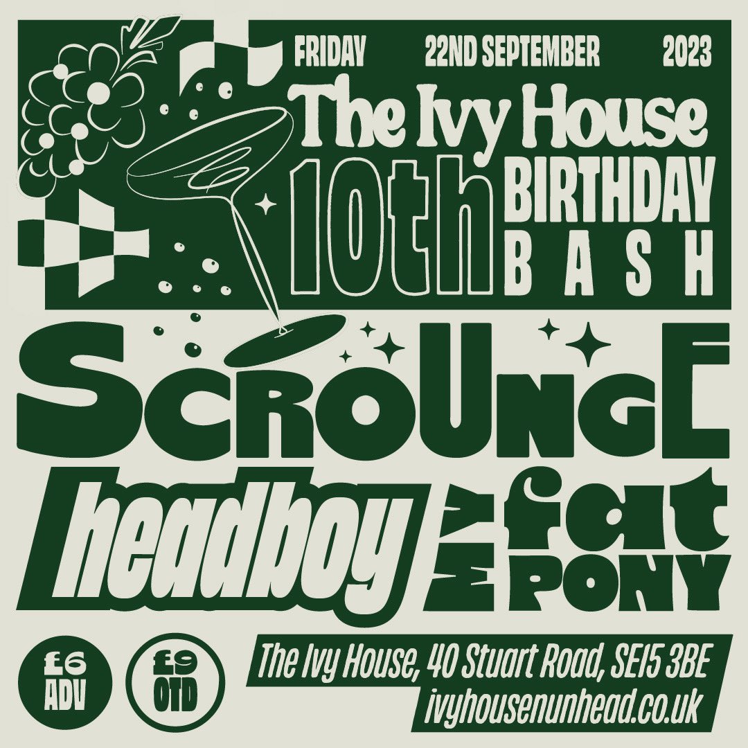 Stupidly good lineup for @ivyhousenunhead 10th birthday party in September! Come along x 

eventbrite.co.uk/e/661115533357