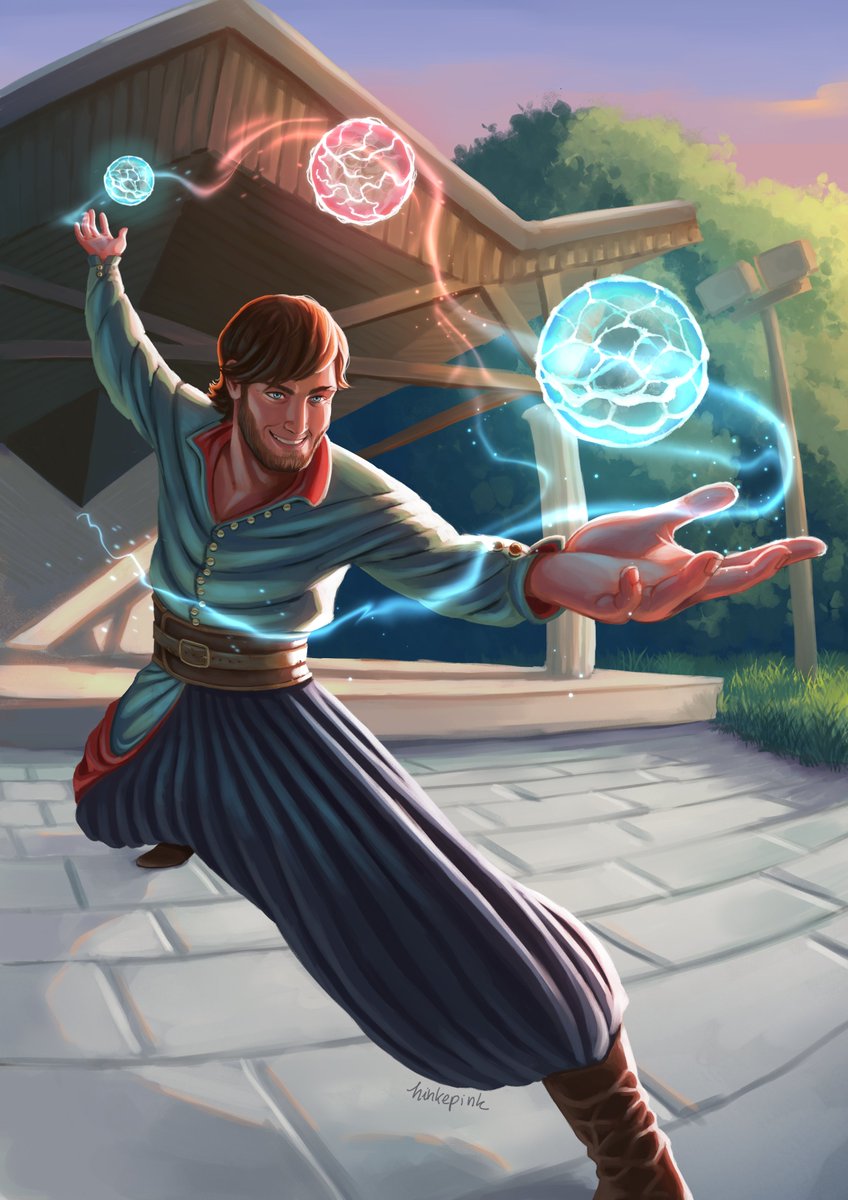 HinkepinkArt's tweet photo. Birthday Present Painting, wahoo! ✨
It's a design for a custom Magic card me and my flatmates made for our friend! 

#MTG #MagicTheGathering #customcard #mtgcustom #MTGart #gameart https://t.co/xv5TqwbUQe