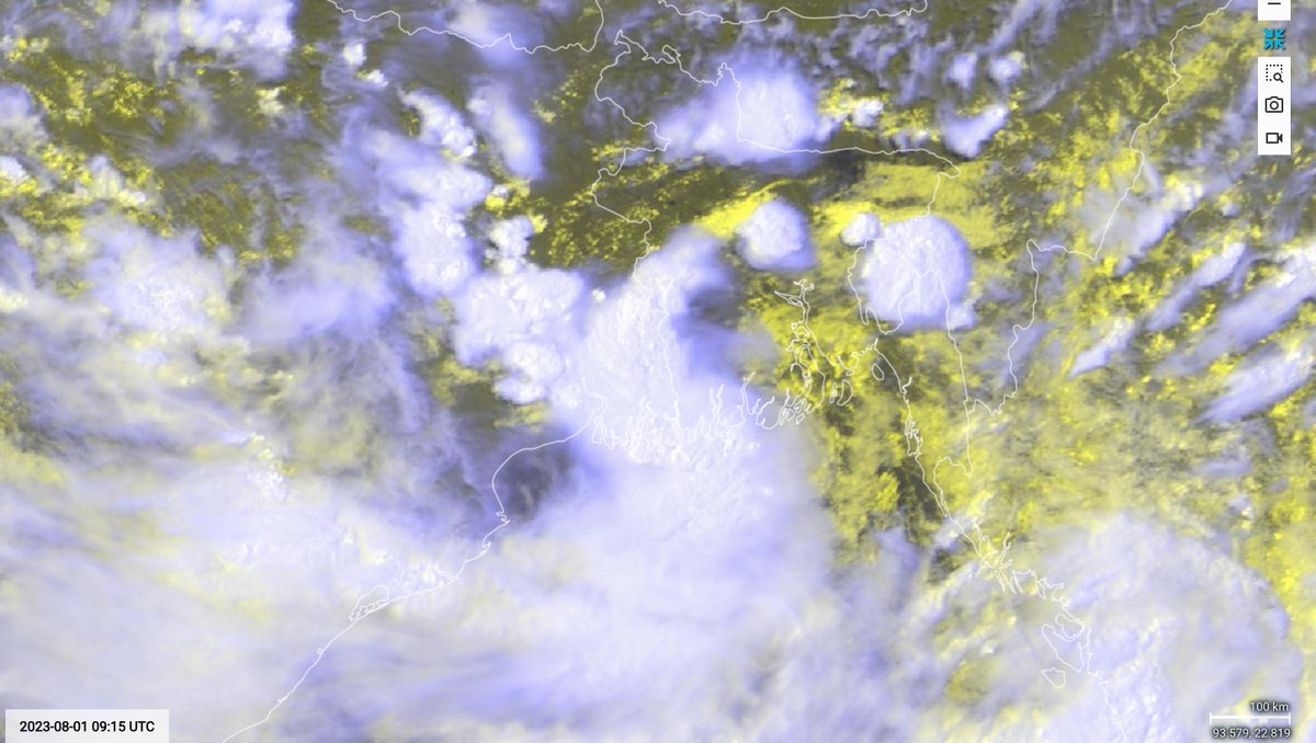 jhrishi2's tweet photo. #O4B has crossed southern #Bangladesh few hrs back. However, rain threat still looms large as it continues to push inland. Convective rain bands would be intact with the monsoon trough axis passing through the centre of this system.
#monsoon2023 #WestBengal #Odisha #Jharkhand https://t.co/cnh1kETXrt