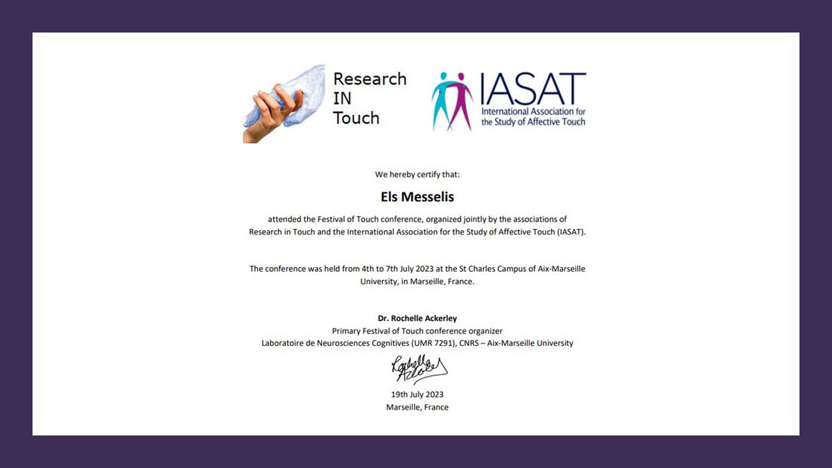 The #festival of #touch in #Marseille was really interesting. Grateful I could also present my #poster on ‘touch in times of #skinhunger’ #IASAT #researchintouch