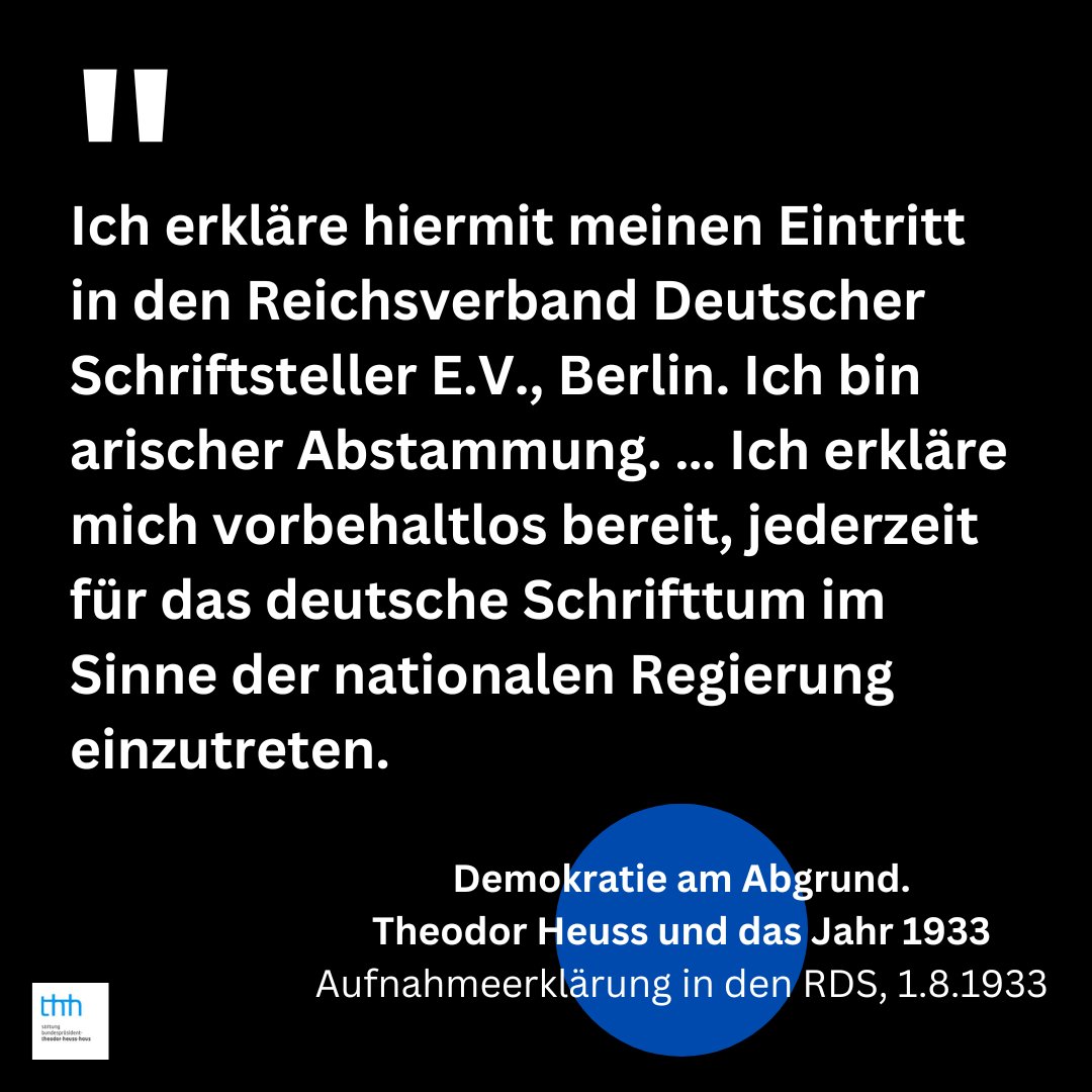 Demokratie am Abgrund. Theodor Heuss und 1933 - Obwohl er das NS-Regime ablehnt tritt Heuss #otd 1933 dem Reichsverband Deutscher Schriftsteller bei, um weiterhin publizieren zu können. #theodorheuss #1933 #machtübertragung #nationalsozialismus #geschichte